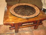 wooden table, decorative chargers
