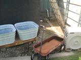 vintage wagon, hose reel