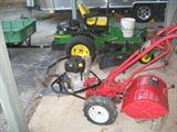 troy bilt tiller, john deere zero turn mower w/ several attachments