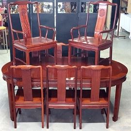 Furniture Chinese Chippendale Style Table Eight Chairs