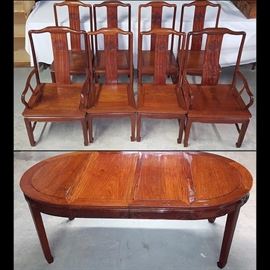 Furniture Chinese Chippendale Style Table Eight Chairs b