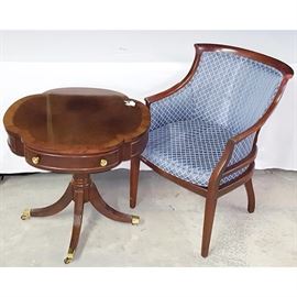 Furniture Mahogany Drum Table Upholstered Chair