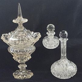 Glass Cut Crystal Brilliant Cut Decatnter Mantle Jar Cologne