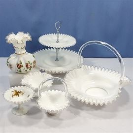 Glass Fenton Silver Crest Some Hand Painted