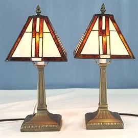 Lamps Artys Crafts Style Stained Glass Short Pair