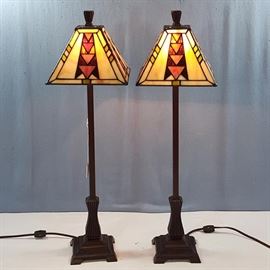 Lamps Artys Crafts Style Stained Glass Tall Pair