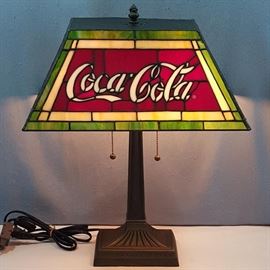 Misc Advertising Coca Cola Stained Glass Lamp
