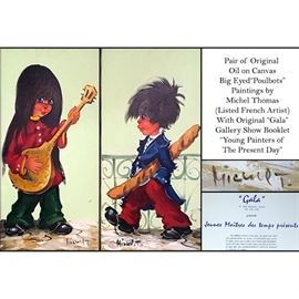Art Thomas Michel Poulbots Big Eyed Children Oil On Canvas