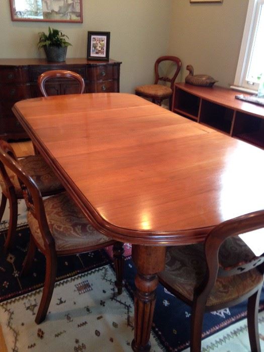 antique 19th C dining table with two leaves