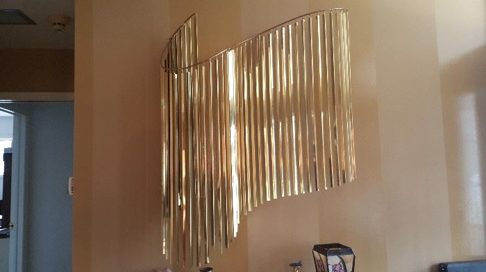 Kinetic Wave Brass Metal Sculpture by Curtis Jere c. 1983