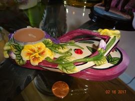 Hand-painted porcelain candle holder