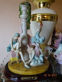 A very elegant antique Italian porcelain ballerina doll display.