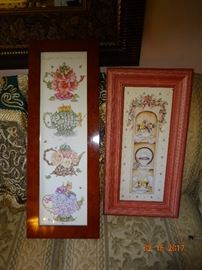 Hand-painted artwork with frames