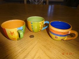 Hannd-painted coffee mugs, bright and colorful just in time for spring!!!