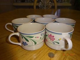 Seven set of hand-painted antique coffee/tea cups
