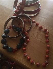 Bangle Bracelets, Stone & Silver Bracelets and Carnelian Necklace
