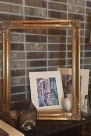 Vintage Metronome, Gold Gilt Wood Frame, Lithographs