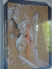 Reclining Nude in Black & White signed Charles