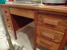 Oak double pedestal desk