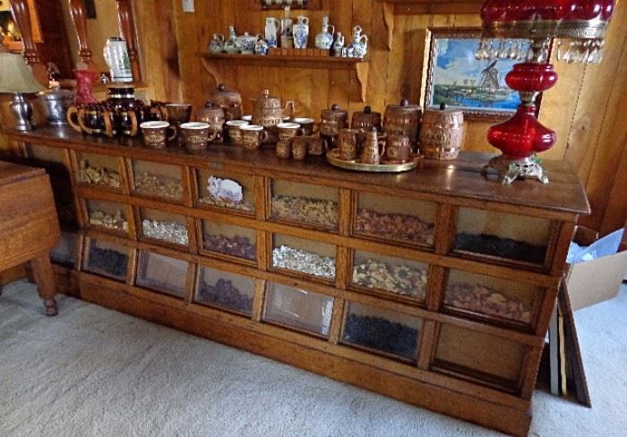 Fabulous oak vintage country store seed bin/storage!