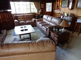 3 piece leather sofa and chair set