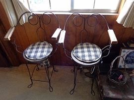 pair of vintage ice cream parlor chairs