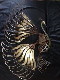 Signed & Dated C.Jere Bird of Paradise Brass Wall Sculpture