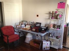 Lots of frames, bakers rack