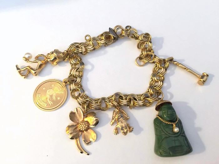 Vintage 14K yellow gold charms (bracelet is gold filled)