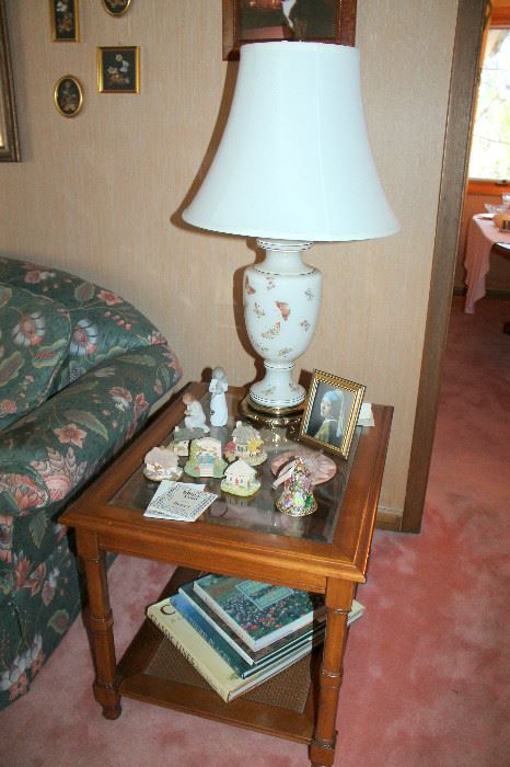 Glass-top end table (lamp sold)