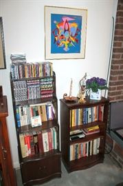 Vintage bookcases and books / CDs