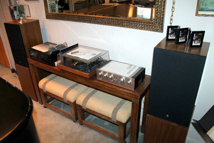 Console table and stools, cassette deck (other electronics sold)