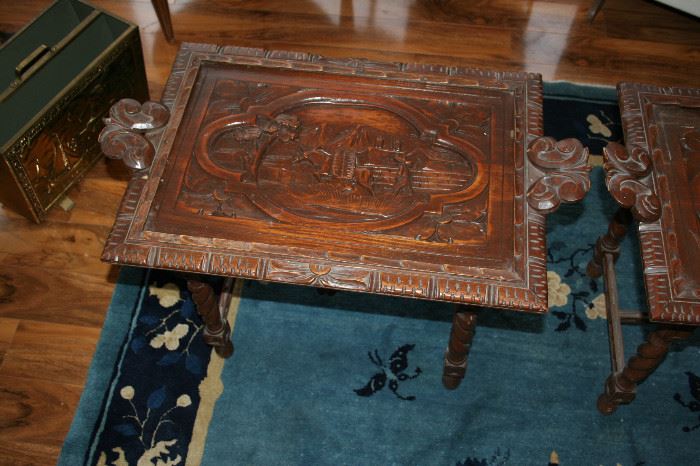 Carved tray top table