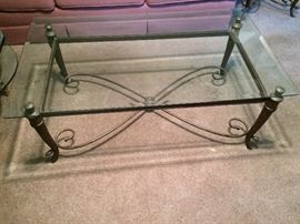 Glass Coffee Table with two matching Lamp Tables sold as Set