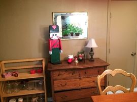 Misc. Glass and Christmas, Dining Chairs (set of four), folding shelf unit, 