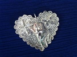 One-of-a-kind fine silver heart pendant designed and created by seller. Other fine silver pendants and earrings will be included in this sale.