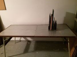 Folding art project metal topped table, perfect for large stained glass projects.