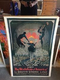 Workshop of America Industry Steel Mill Chicago South Shore Vintage Poster
