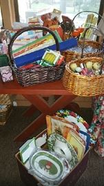 Paper goods, Votives, Candles and Melamine.  Also, hundreds of woven baskets.