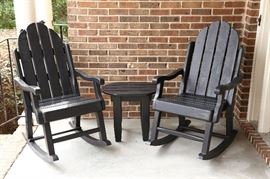Solid wood rockers and table.