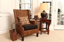 Wicker chair and gateleg table.