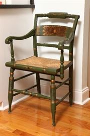 Signed Hitchcock chair, old repro.