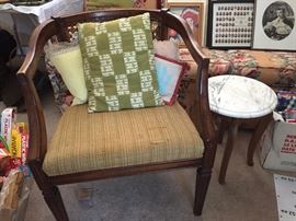 Chair and marble-topped table