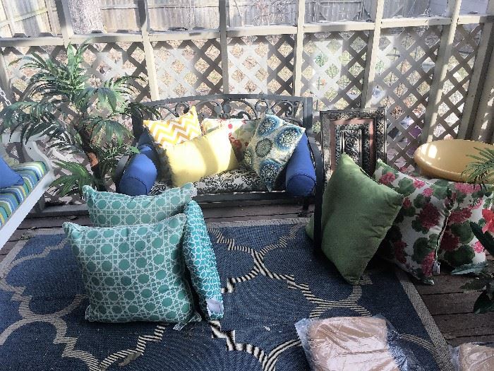 Outdoor bench and pillows