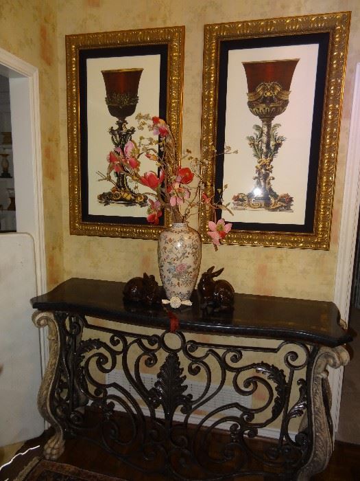 Iron and Marble Entry Console