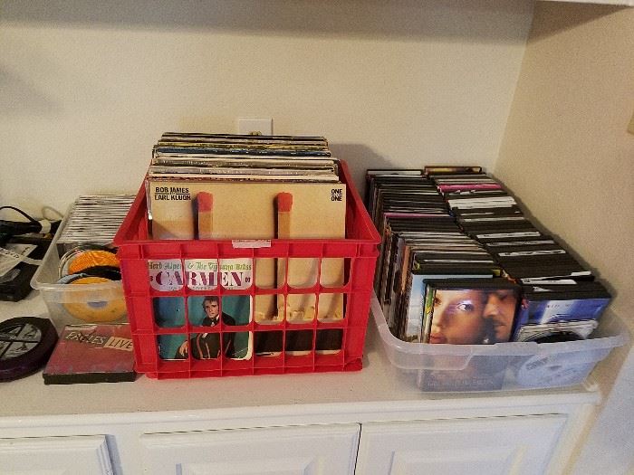 CDs, vinyl albums, LPs, CDs