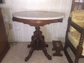 Antique marble top table  29 w x 21 d x 28 t 