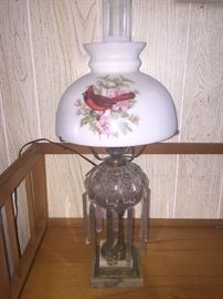 Many vintage lamps and lighting to choose from- bag of spare crystals as well lamp 23 tall 