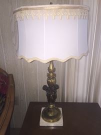 Vintage Cherub brass lamp 