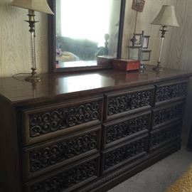 Dresser with matching chest of drawers 64l by 20 deep 